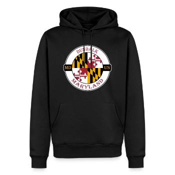Dundalk Maryland Flagge USA Reise Souvenir Abzeichen - Männer Premium Bio Hoodie - Schwarz - Vorne - Nico (187cm)