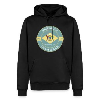 Wilmington Delaware Flagge USA Reise Souvenir Abzeichen - Männer Premium Bio Hoodie - Schwarz - Vorne - Nico (187cm)