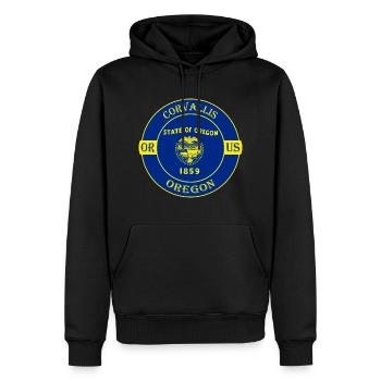 Corvallis Oregon Flagge USA Reise Souvenir Abzeichen - Männer Premium Bio Hoodie - Schwarz - Vorne - Nico (187cm)