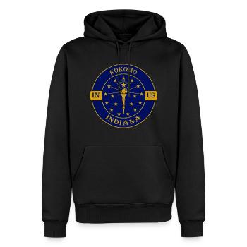 Kokomo Indiana Flagge USA Reise Souvenir Abzeichen - Männer Premium Bio Hoodie - Schwarz - Vorne - Nico (187cm)