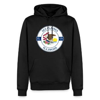 Des Plaines Illinois Flag USA Souvenir Badge - Sweat à capuche Premium bio Homme - noir - Devant - Nico (187cm)