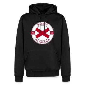 Madison Alabama Flagge USA Reise Souvenir Abzeichen - Männer Premium Bio Hoodie - Schwarz - Vorne - Nico (187cm)
