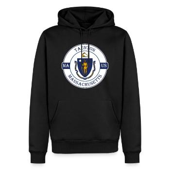 Taunton Massachusetts Flag USA Souvenir Badge - Sweat à capuche Premium bio Homme - noir - Devant - Nico (187cm)