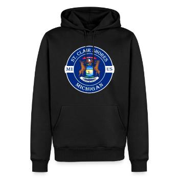 St. Clair Shores Michigan Flag USA Souvenir de voyage - Sweat à capuche Premium bio Homme - noir - Devant - Nico (187cm)