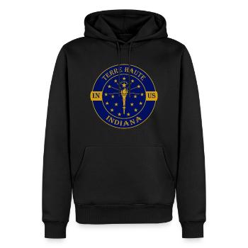 Terre Haute Indiana Flagge USA Reise-Souvenir-Abzeichen - Männer Premium Bio Hoodie - Schwarz - Vorne - Nico (187cm)