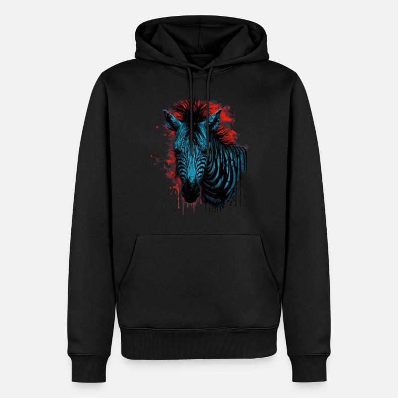 Zebra - Männer Premium Bio Hoodie - Schwarz