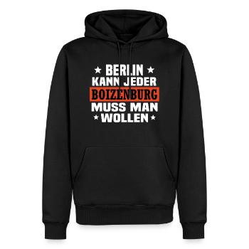 Boizenburg - Männer Premium Bio Hoodie - Schwarz - Vorne - Nico (187cm)