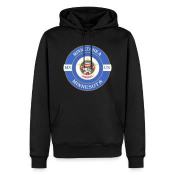 Minnetonka Minnesota Flag USA Souvenir Badge - Sweat à capuche Premium bio Homme - noir - Devant - Nico (187cm)