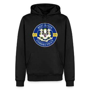 West Haven Connecticut Flag USA Souvenir Badge - Sweat à capuche Premium bio Homme - noir - Devant - Nico (187cm)