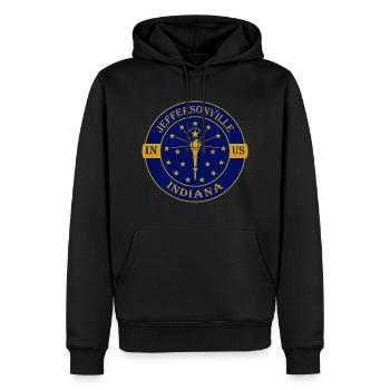 Jeffersonville Indiana Flagge USA Souvenir Abzeichen - Männer Premium Bio Hoodie - Schwarz - Vorne - Nico (187cm)