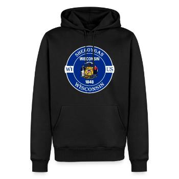 Sheboygan Wisconsin Flagge USA Reise Souvenir Abzeichen - Männer Premium Bio Hoodie - Schwarz - Vorne - Nico (187cm)