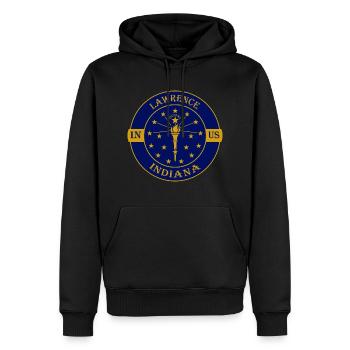 Lawrence Indiana Flagge USA Reise Souvenir Abzeichen - Männer Premium Bio Hoodie - Schwarz - Vorne - Nico (187cm)