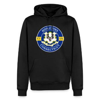 Middletown Connecticut Flagge USA Souvenir Abzeichen - Männer Premium Bio Hoodie - Schwarz - Vorne - Nico (187cm)