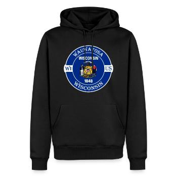 Wauwatosa Wisconsin Flagge USA Reise Souvenir Abzeichen - Männer Premium Bio Hoodie - Schwarz - Vorne - Nico (187cm)