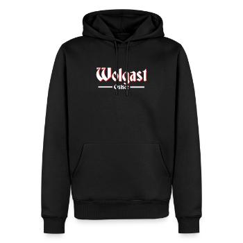 Wolgast - Männer Premium Bio Hoodie - Schwarz - Vorne - Nico (187cm)