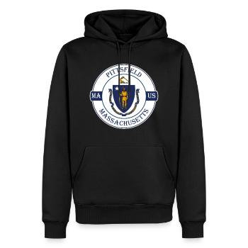 Pittsfield Massachusetts Flag USA Souvenir Logo - Sweat à capuche Premium bio Homme - noir - Devant - Nico (187cm)