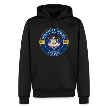 Saratoga Springs Utah Flagge USA Souvenir Abzeichen - Männer Premium Bio Hoodie - Schwarz - Vorne - Nico (187cm)