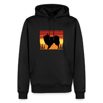 Volpino Italiano Hundeliebhaber Silhouette Retro Sonnenuntergang - Männer Premium Bio Hoodie - Schwarz - Vorne - Nico (187cm)