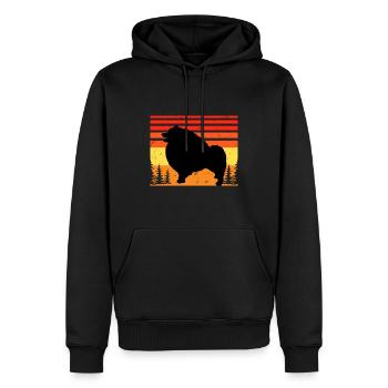 Keeshond Dog Lover Silhouette Vintage Sunset - Men’s Premium Organic Hoodie - black - Front - Nico (187cm)