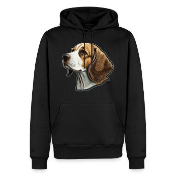 Beagle - Männer Premium Bio Hoodie - Schwarz - Vorne - Nico (187cm)