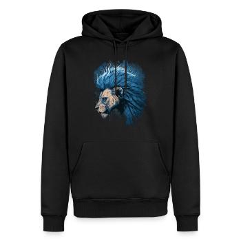 Signe du zodiaque Lion - Sweat à capuche Premium bio Homme - noir - Devant - Nico (187cm)