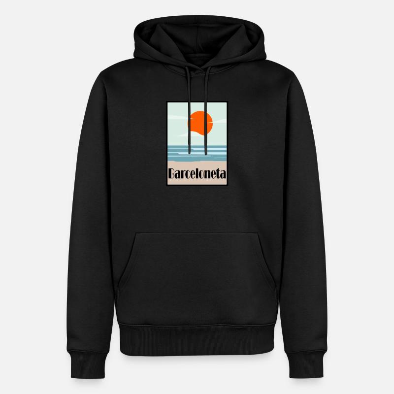 Plage de Barceloneta Barcelone - Sweat à capuche Premium bio Homme - noir