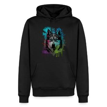 Husky Dog - Männer Premium Bio Hoodie - Schwarz - Vorne - Nico (187cm)