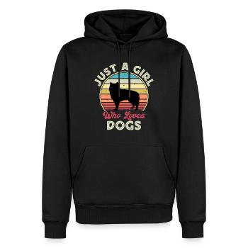 Alaskan Malamute Hundeliebhaber Silhouette Retro Sonnenuntergang - Männer Premium Bio Hoodie - Schwarz - Vorne - Nico (187cm)