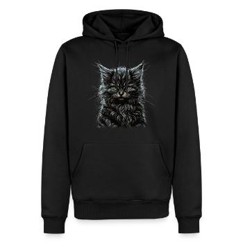 Maine-Coon-Katze - Männer Premium Bio Hoodie - Schwarz - Vorne - Nico (187cm)