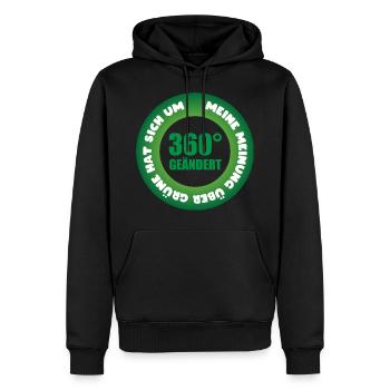 Meine Meinung über Grüne hat sich um 360 Grad geän - Männer Premium Bio Hoodie - Schwarz - Vorne - Nico (187cm)