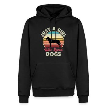Berger Picard Hundeliebhaber Silhouette Vintage Sonnenuntergang - Männer Premium Bio Hoodie - Schwarz - Vorne - Nico (187cm)