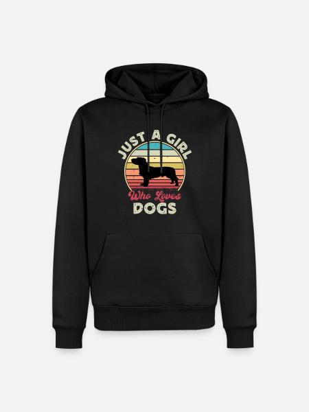 Basset Fauve De Bretagne Dog Silhouette Retro Sun - Mannen Premium Bio hoodie - zwart