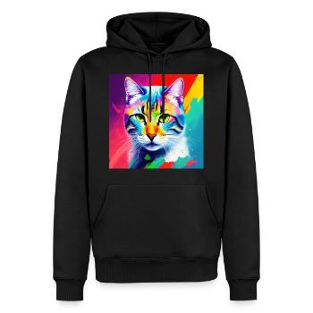 Edle Katze Ölgemälde Design Ölfarben Malfarben Sty - Männer Premium Bio Hoodie - Schwarz - Vorne - Nico (187cm)