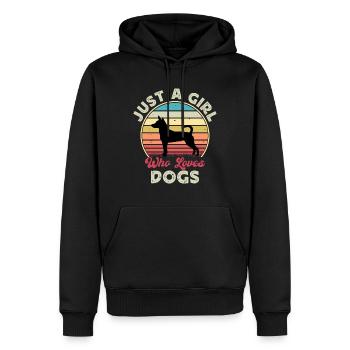 Decker Rat Terrier Hund Silhouette Retro Sonnenuntergang - Männer Premium Bio Hoodie - Schwarz - Vorne - Nico (187cm)
