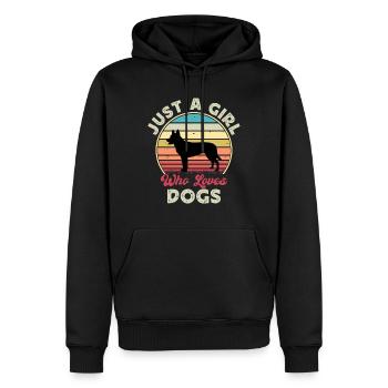 Berger Hollandais Chien Amoureux Silhouette Vintage Coucher de Soleil - Sweat à capuche Premium bio Homme - noir - Devant - Nico (187cm)