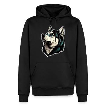 Husky Dog - Men’s Premium Organic Hoodie - black - Front - Nico (187cm)