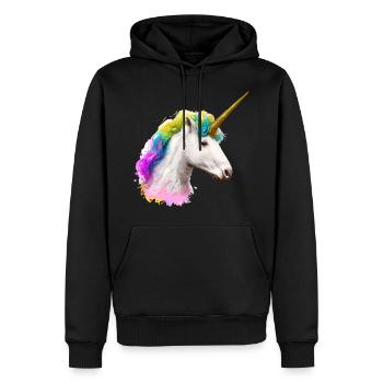 Farbenfrohes Einhorn - Männer Premium Bio Hoodie - Schwarz - Vorne - Nico (187cm)