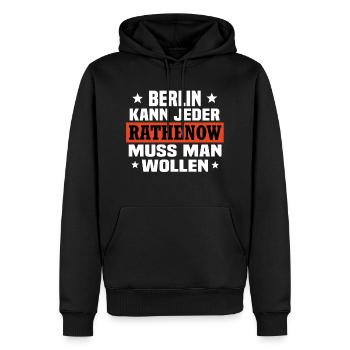 Rathenow - Männer Premium Bio Hoodie - Schwarz - Vorne - Nico (187cm)