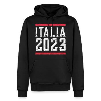 Italia 2023 - Männer Premium Bio Hoodie - Schwarz - Vorne - Nico (187cm)