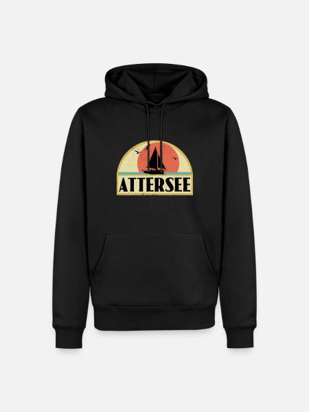 Attersee - Männer Premium Bio Hoodie - Schwarz