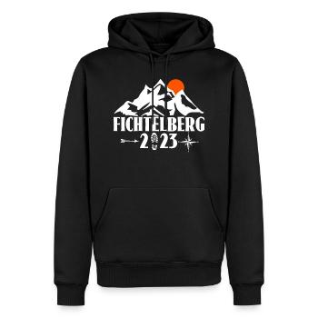 Fichtelberg 2023 - Männer Premium Bio Hoodie - Schwarz - Vorne - Nico (187cm)