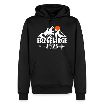 Erzgebirge 2023 - Männer Premium Bio Hoodie - Schwarz - Vorne - Nico (187cm)