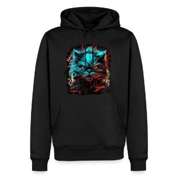 Chat persan - Sweat à capuche Premium bio Homme - noir - Devant - Nico (187cm)