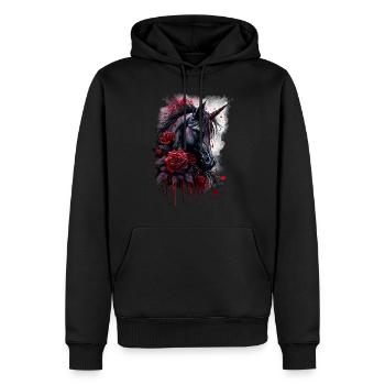 Rose und Einhorn - Männer Premium Bio Hoodie - Schwarz - Vorne - Nico (187cm)