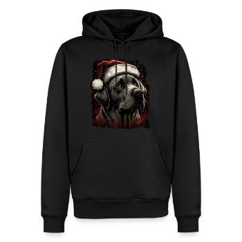 Labrador avec chapeau de Père Noël - Sweat à capuche Premium bio Homme - noir - Devant - Nico (187cm)