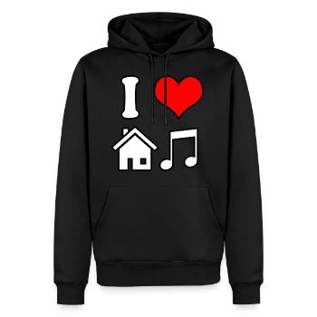 I Love House Music - Männer Premium Bio Hoodie - Schwarz - Vorne - Nico (187cm)