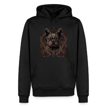 Bouledogue français - Sweat à capuche Premium bio Homme - noir - Devant - Nico (187cm)