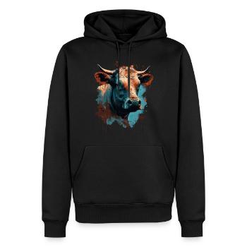 Eine Kuh - Männer Premium Bio Hoodie - Schwarz - Vorne - Nico (187cm)