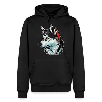 Husky Dog - Men’s Premium Organic Hoodie - black - Front - Nico (187cm)