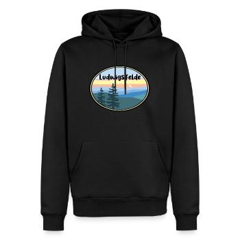 Ludwigsfelde - Männer Premium Bio Hoodie - Schwarz - Vorne - Nico (187cm)